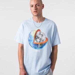 Pleasures Dance T-shirt in Powder Blue Cotton Men's XL Graphic Preppy